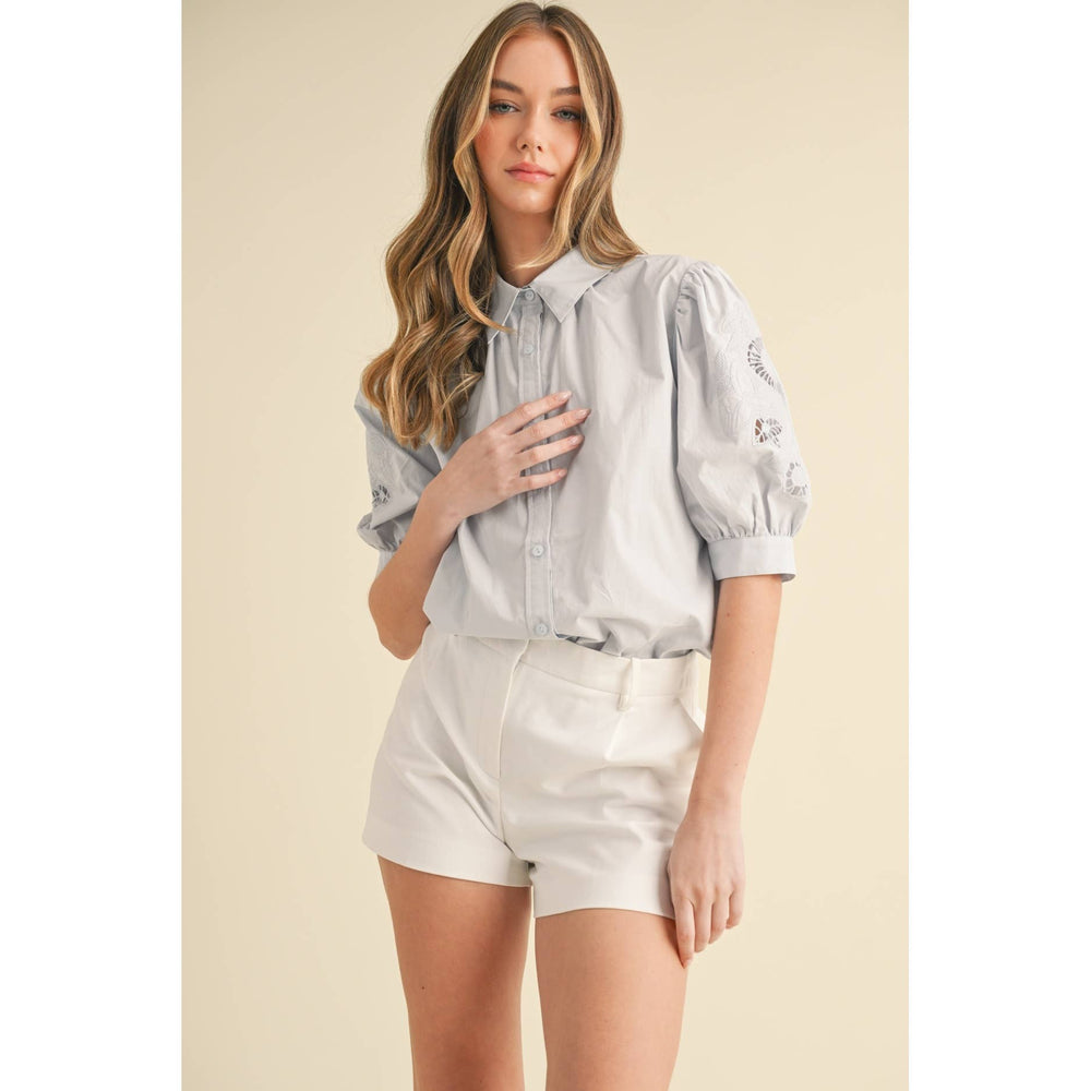 Breezy Blue Embroidered Blouse