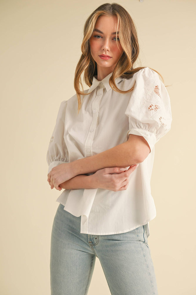 Breezy White Embroidered Blouse