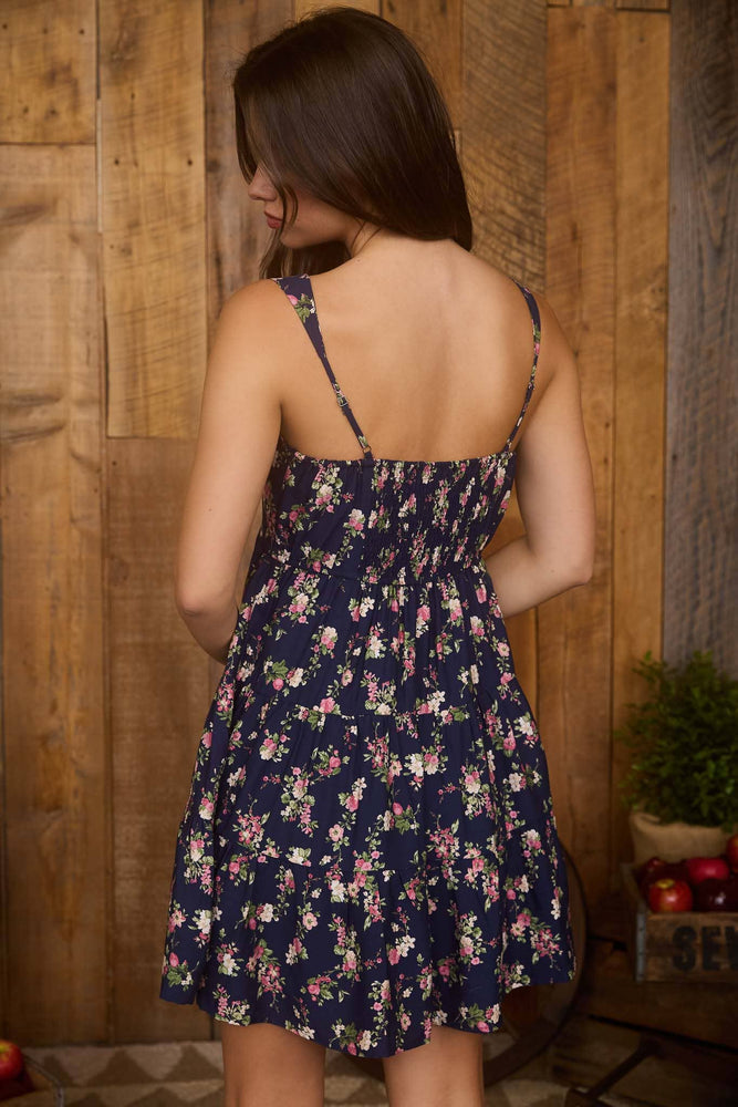 Navy Blossom Mini Dress