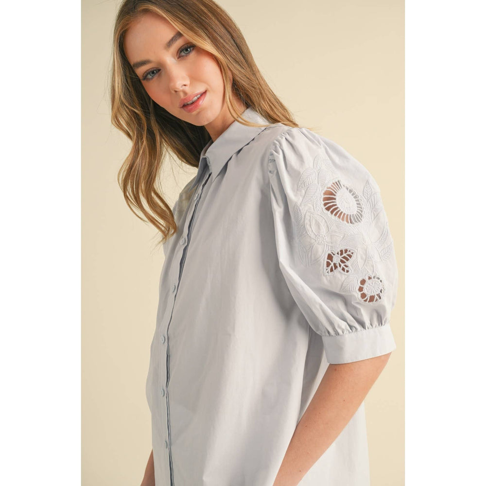 Breezy Blue Embroidered Blouse