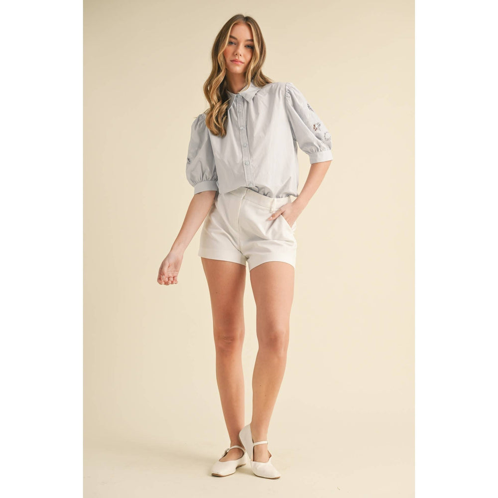 Breezy Blue Embroidered Blouse