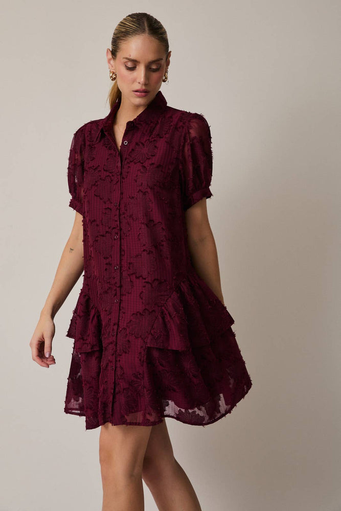 Cranberry Season Flounce Dress